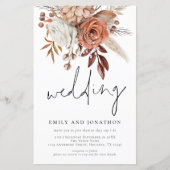 Budget Terracotta Florals Script Wedding Invite (Voorkant)