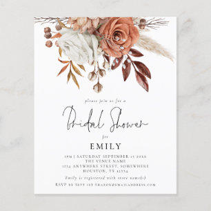 Budget Terracotta Florals Vrijgezellenfeest Uitnod