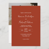 Budget Terracotta Foto QR Code RSVP Bruiloft Kaart (Voorkant / Achterkant)