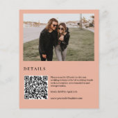 Budget terracotta Foto QR Website bruiloft uitnodi (Achterkant)
