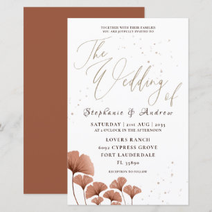 Budget Terracotta Ginkgo Leaf Wedding Uitnodiging