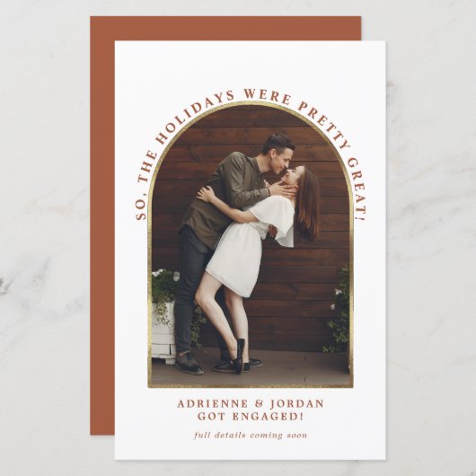 Budget Terracotta Gold Arch Photo Verloving (Voorkant / Achterkant)