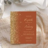 Budget Terracotta Gold Glitter Wedding Invitation