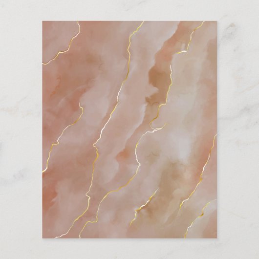 Budget Terracotta Gold Marble Wedding Menu (Achterkant)