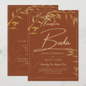 Budget Terracotta GOLD Nuestra Boda Kaart (Voorkant / Achterkant)