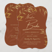 Budget Terracotta GOLD Onze Spaanse Bruiloft Kaart (Voorkant / Achterkant)