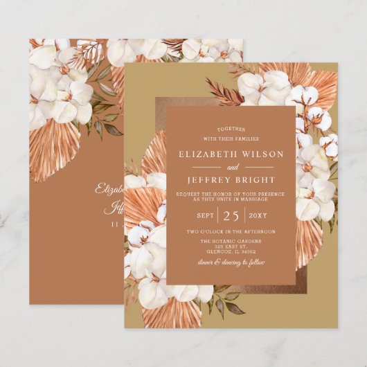 Budget Terracotta Gold Pampas Wedding (Voorkant / Achterkant)