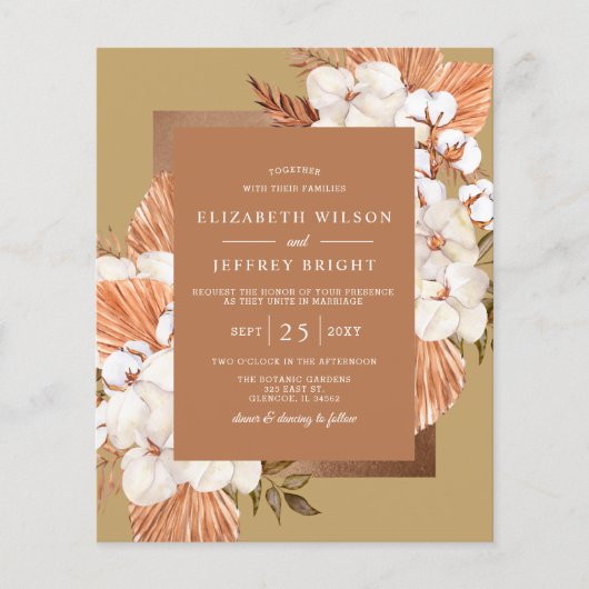 Budget Terracotta Gold Pampas Wedding (Voorkant)