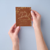 Budget Terracotta GOLD Trouw Save The Dates Flyer (Hand)