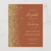 Budget Terracotta Gouden Glitter QR Code Huwelijk (Voorkant)