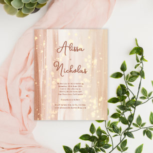 Budget terracotta gouden kleur bruiloft uitnodigin