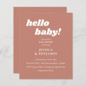 Budget Terracotta Hallo Cute Baby shower Invite (Voorkant / Achterkant)
