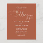 Budget Terracotta Hearts Script Wedding Invite (Voorkant)