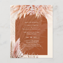 BUDGET Terracotta Koraal Pampas Gras Bruiloft Flyer
