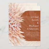 BUDGET Terracotta Koraal Pampasgras Bruiloft Kaart (Voorkant / Achterkant)
