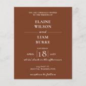 Budget Terracotta Landelijke Trouw Uitnodiging (Voorkant)