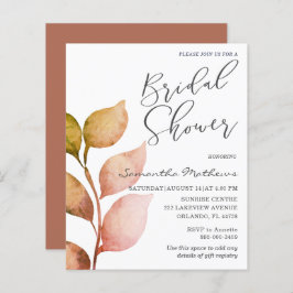 Budget Terracotta Loof Bruidsfeest Uitnodiging