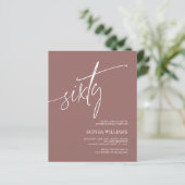 Budget Terracotta minimaal 60e verjaardag uitnodig (Staand voorkant)