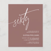 Budget Terracotta minimaal 60e verjaardag uitnodig (Voorkant)