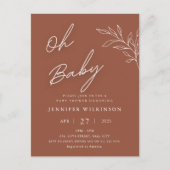 Budget Terracotta Minimalistisch Baby shower Uitnodiging Briefkaart (Voorkant)
