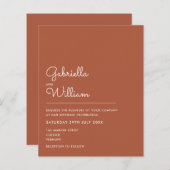 Budget Terracotta minimalistisch huwelijk uitnodig (Voorkant / Achterkant)