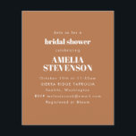 Budget Terracotta Minimalistisch Vrijgezellenfeest<br><div class="desc">Budget Minimalistische bruidsdouche uitnodiging in Boho Terracotta Brown</div>