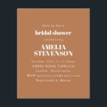 Budget Terracotta Minimalistisch Vrijgezellenfeest<br><div class="desc">Budget Minimalistische bruidsdouche uitnodiging in Boho Terracotta Brown</div>