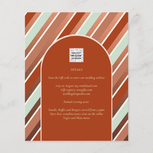 BUDGET Terracotta Mint Green Wedding INVITE Flyer (Achterkant)