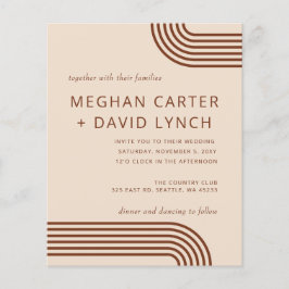 Budget Terracotta Modern Arched Wedding Uitnodigin