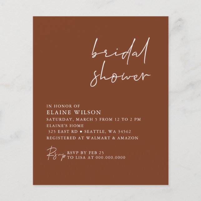 Budget Terracotta Modern Bridal Shower (Voorkant)