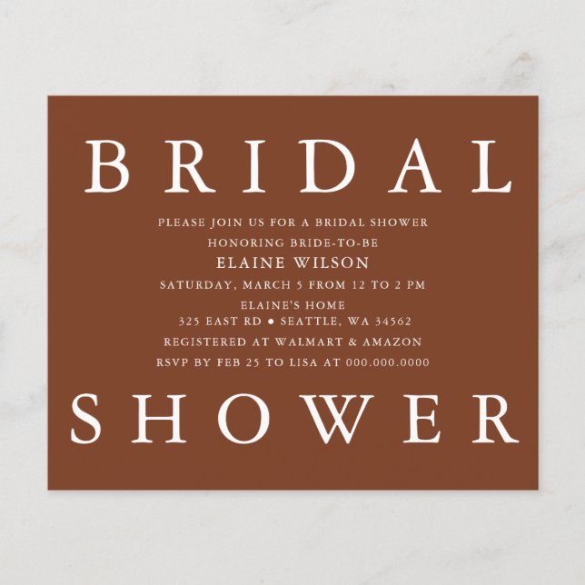 Budget Terracotta Modern Bridal Shower (Voorkant)