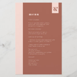 Budget Terracotta Modern Monogram Weddenschap Menu