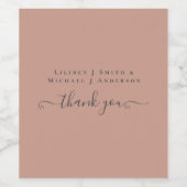 BUDGET Terracotta Monochrome Bruiloft Wijn Etiket (Enkel label)