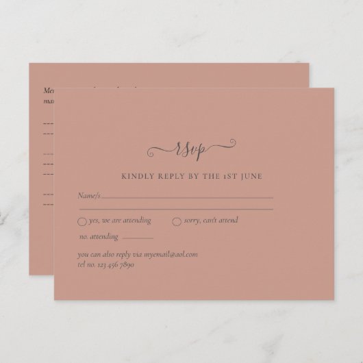 BUDGET Terracotta Monochrome Weddenschap Briefkaart (Voorkant / Achterkant)