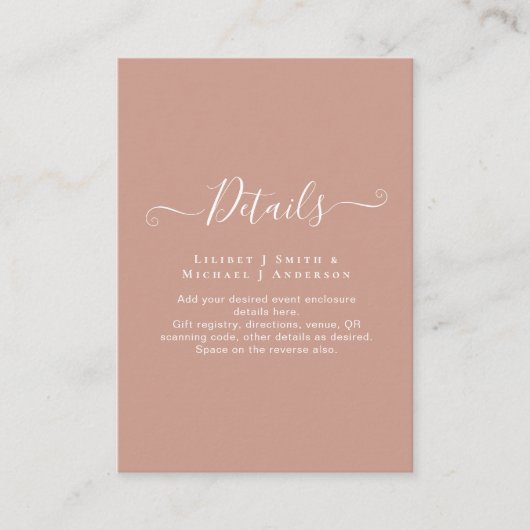 BUDGET Terracotta Monochrome Weddenschap Informatiekaartje (Voorkant)