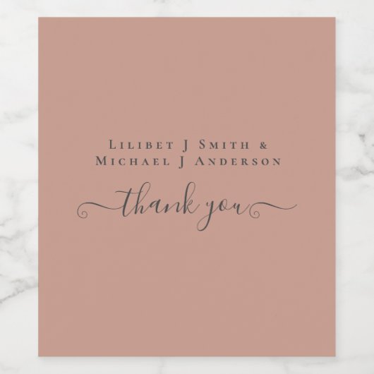 BUDGET Terracotta Monochrome Weddenschap Wijn Etiket (Enkel label)