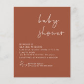 Budget Terracotta Neutraal Baby shower Uitnodiging (Voorkant)