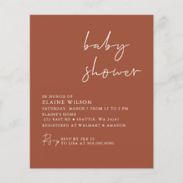 Budget Terracotta Neutraal Baby shower Uitnodiging