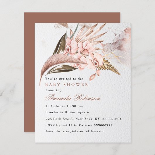 Budget Terracotta Pampas Baby shower (Voorkant / Achterkant)