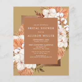 Budget Terracotta Pampas Bridal Shower Uitnodiging