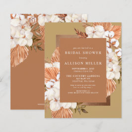 Budget Terracotta Pampas Bridal Shower Uitnodiging