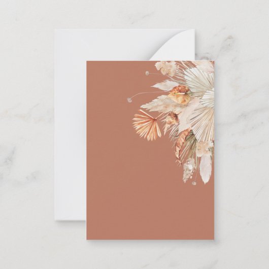 budget terracotta pampas bruiloft behalve datum notitiekaartje (Achterkant)