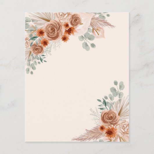 Budget terracotta pampas bruiloft uitnodiging (Achterkant)