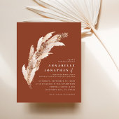 Budget terracotta pampas elegant bruiloft flyer
