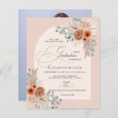 Budget Terracotta Pampas Foto Afstuderen Uitnodige (Voorkant / Achterkant)