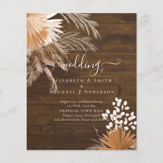 BUDGET Terracotta Pampas Grass Tropical Weddenscha (Voorkant)