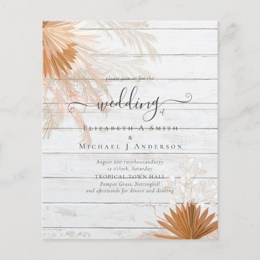 BUDGET Terracotta Pampas Grass Tropical Weddenscha (Voorkant)