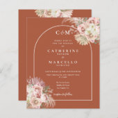 Budget Terracotta Pampasgras Monogram Bruiloft  (Voorkant / Achterkant)