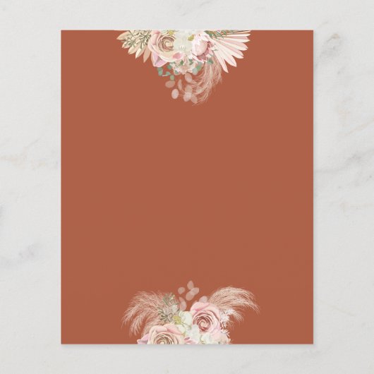 Budget Terracotta Pampasgras Monogram Bruiloft  (Achterkant)