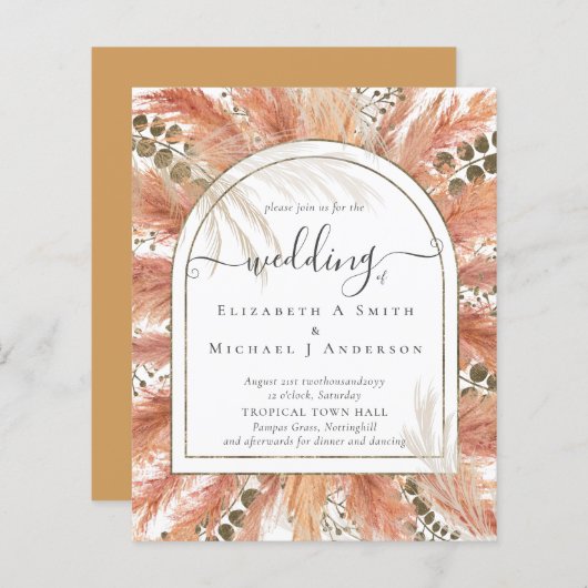 BUDGET Terracotta Pampasgras Tropische Bruiloft (Voorkant / Achterkant)